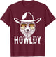 Howldy Retro Cowboy Wolf With Cowboy Hat Wolf Men Boys T-Shirt - T-Shirt | Maroon