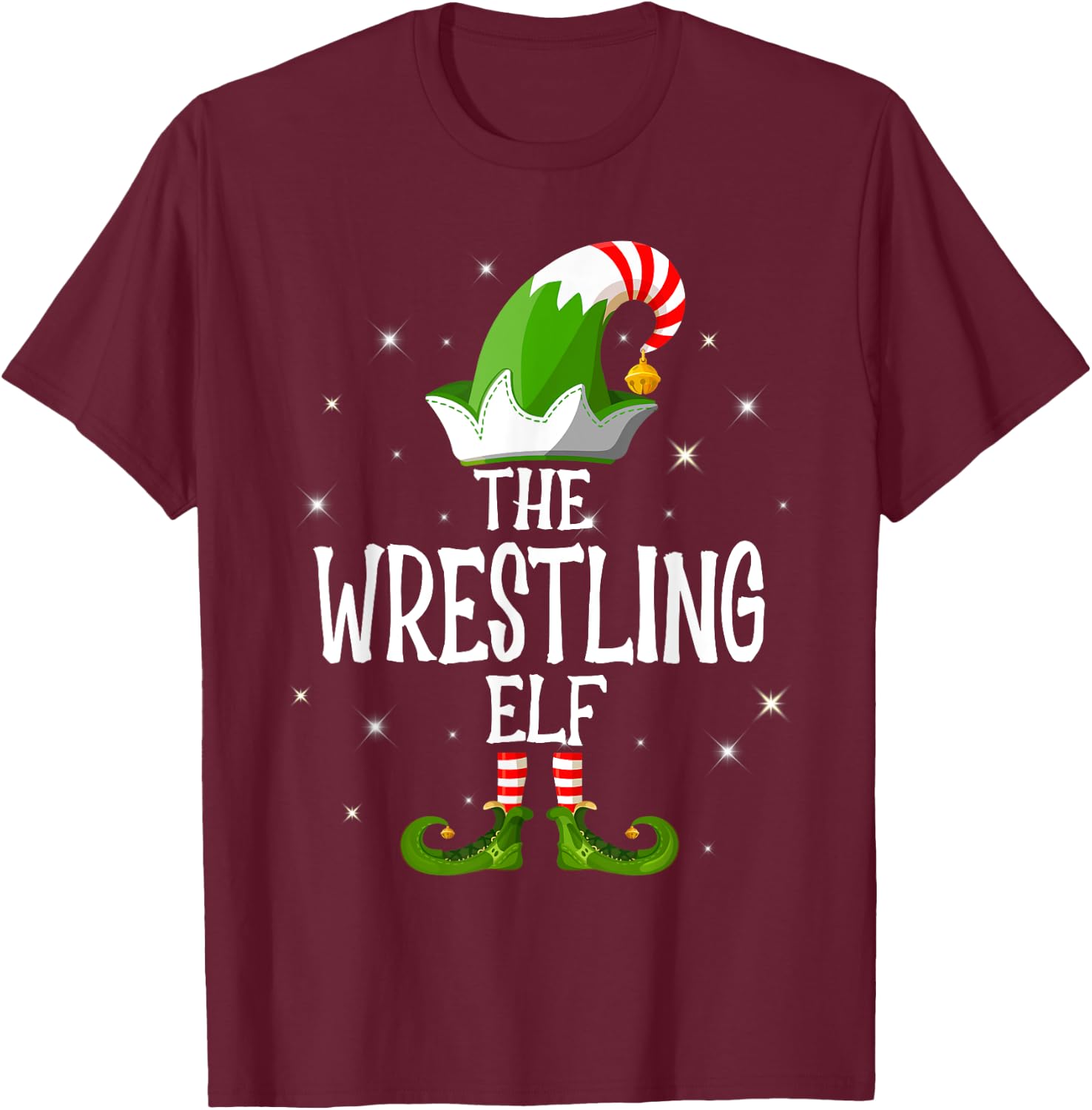 The Wrestling Elf Family Matching Group Christmas T-Shirt - T-Shirt | Maroon