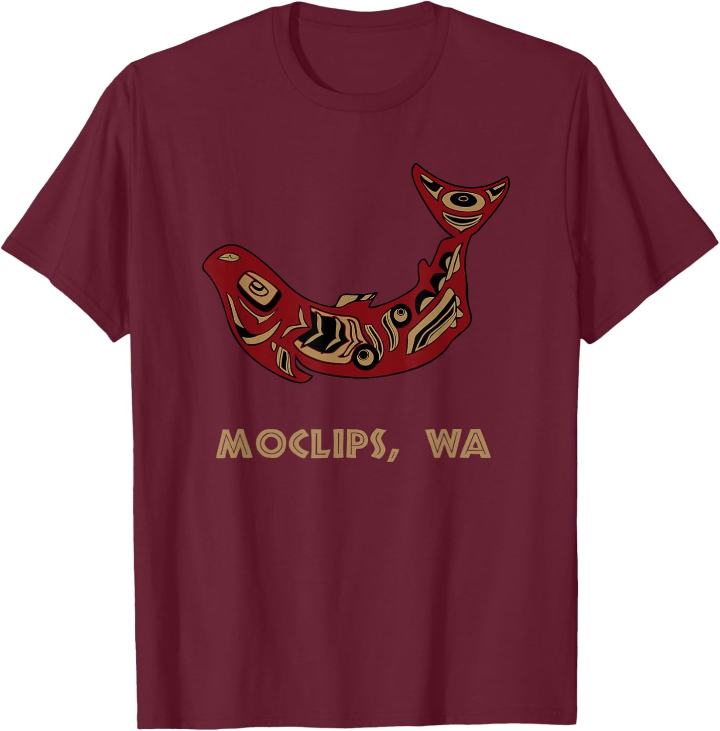 Moclips WA Native American Indian Salmon Fishermen T-Shirt - T-Shirt | Maroon