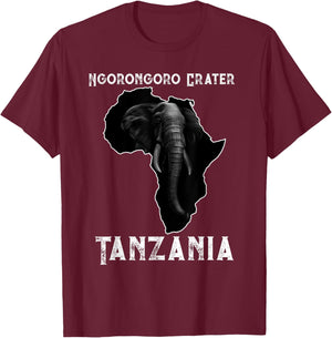 Vintage Sunset Elephant Safari Ngorongoro Crater Tanzania T-Shirt - T-Shirt | Maroon