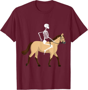 Skeleton Riding a Horse Funny Halloween Horse Lover Costume T-Shirt - T-Shirt | Maroon