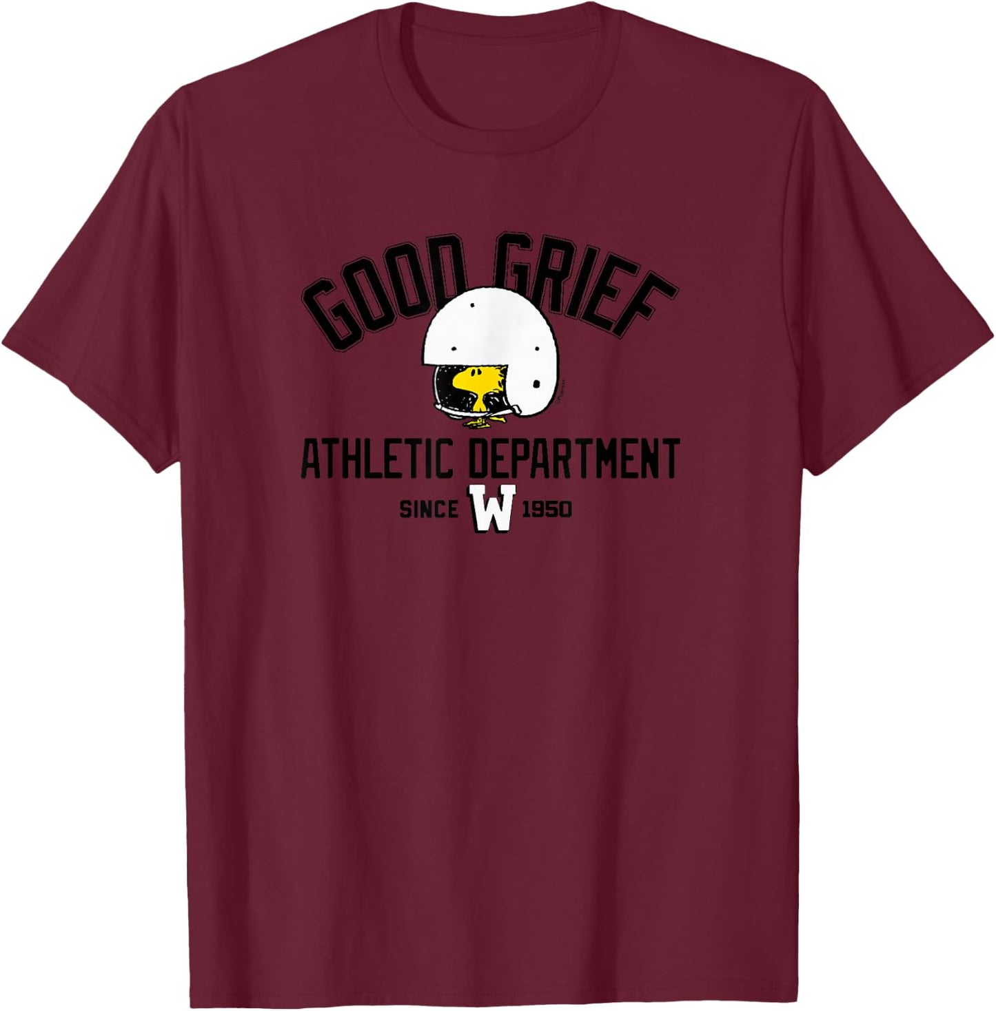 Peanuts - Woodstock Good Grief Athletic Department 1950 T-Shirt - T-Shirt | Maroon