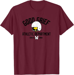 Peanuts - Woodstock Good Grief Athletic Department 1950 T-Shirt - T-Shirt | Maroon