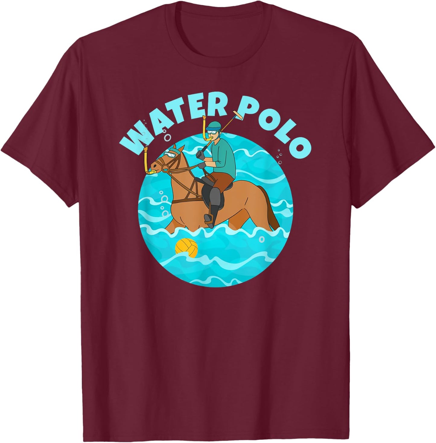 Water Polo Player on Horse Funny Water Polo T-Shirt - T-Shirt | Maroon