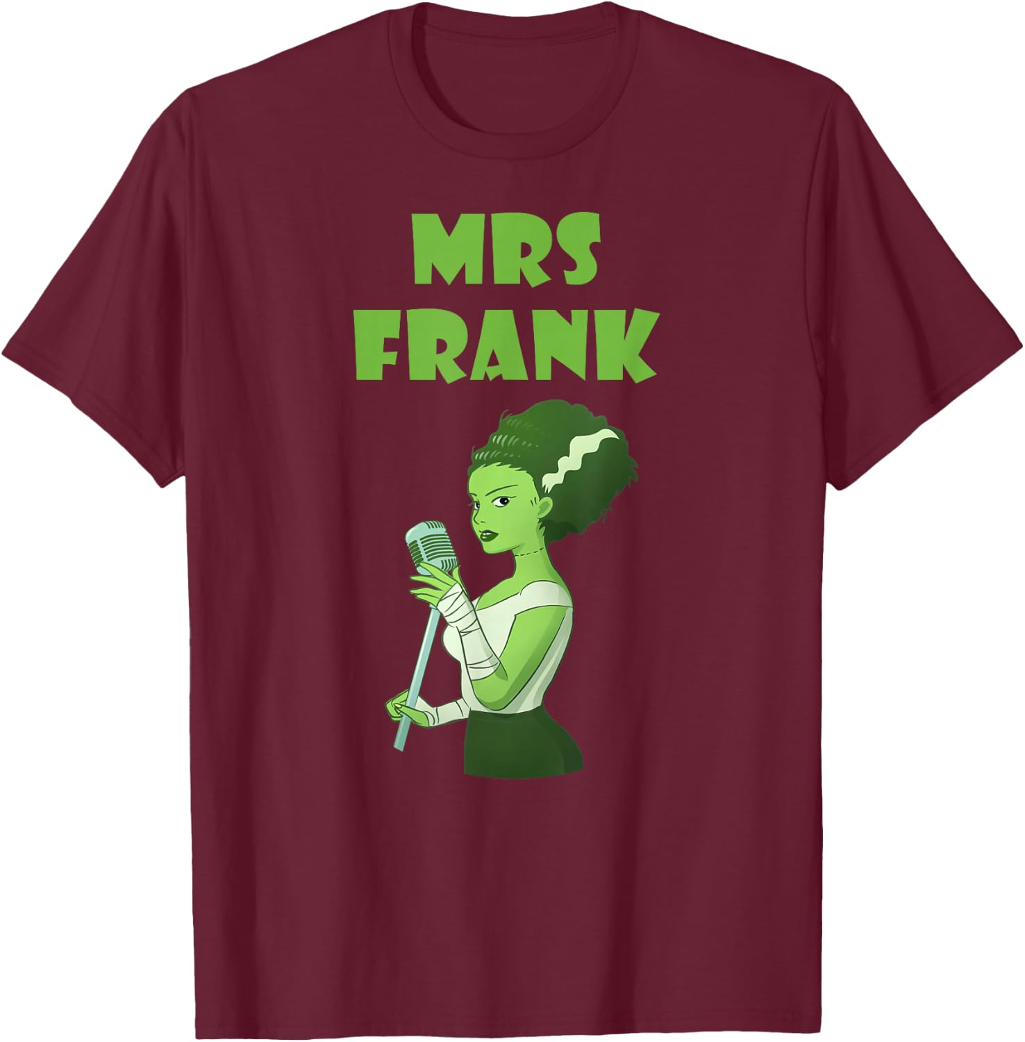 Halloween Bride of Frankenstein Matching Easy Couple T-Shirt - T-Shirt | Maroon