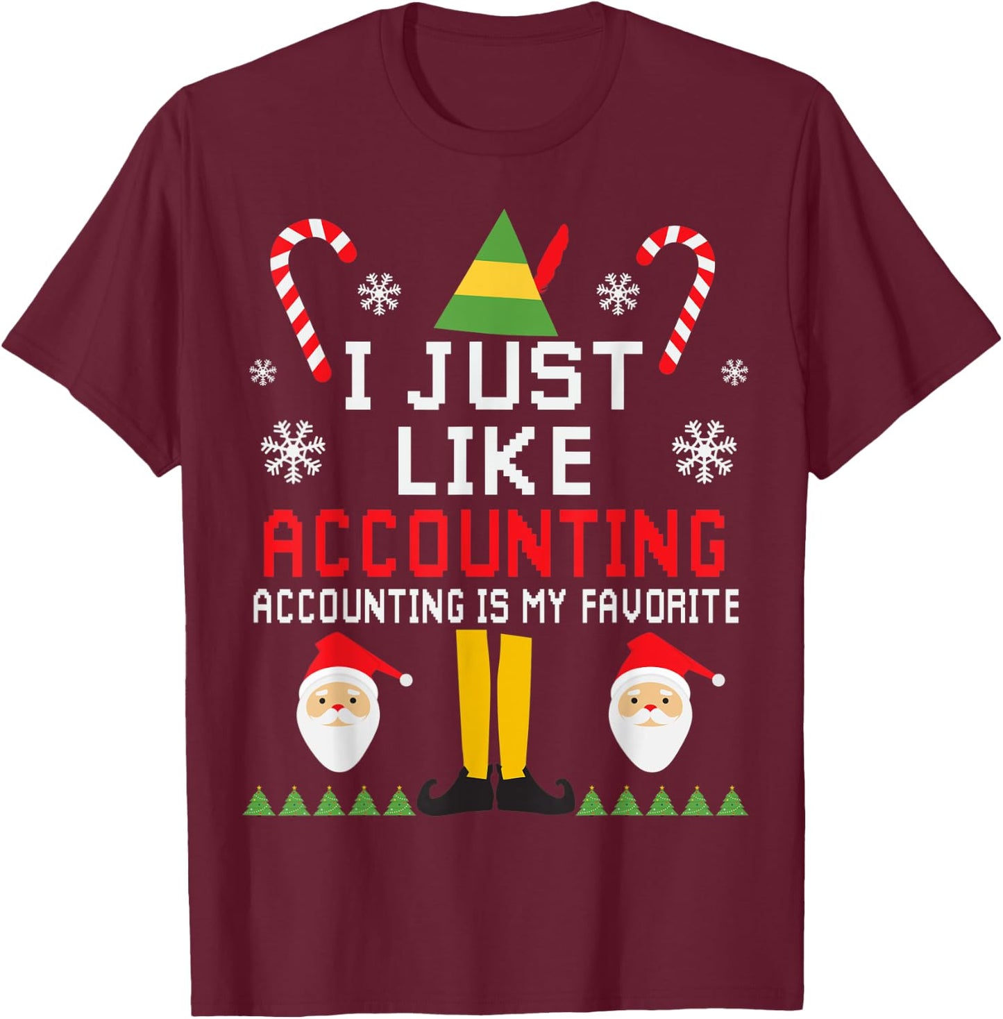 The Christmas Shop Accounting Christmas Graphic Shirt for Accountants, -Adults, Red, Small, , Classic Fit, Modern Ugly Sweater Style, Christmas, Celebration, Cotton, Polyester T-Shirt - T-Shirt | Maroon