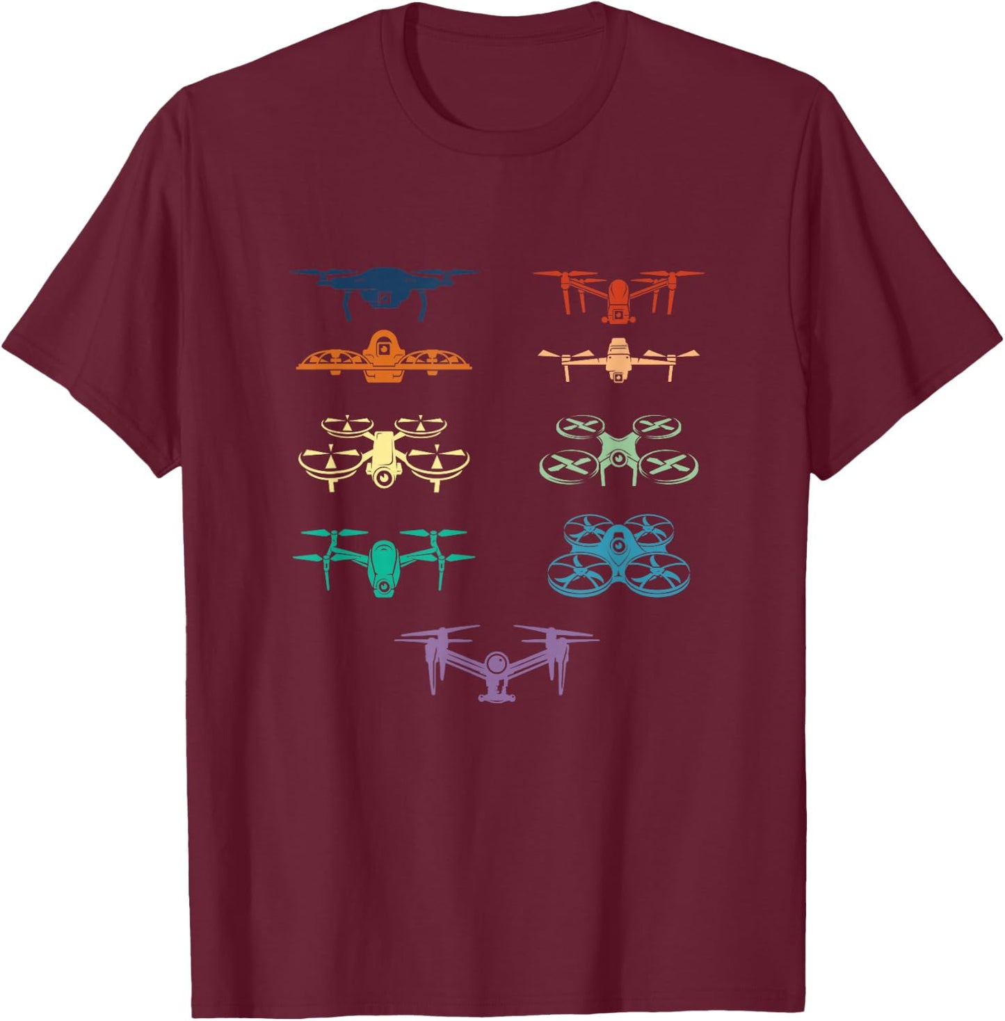 Vintage Drones Pilot Retro FPV Multicopter Quadcopter Racing T-Shirt - T-Shirt | Maroon