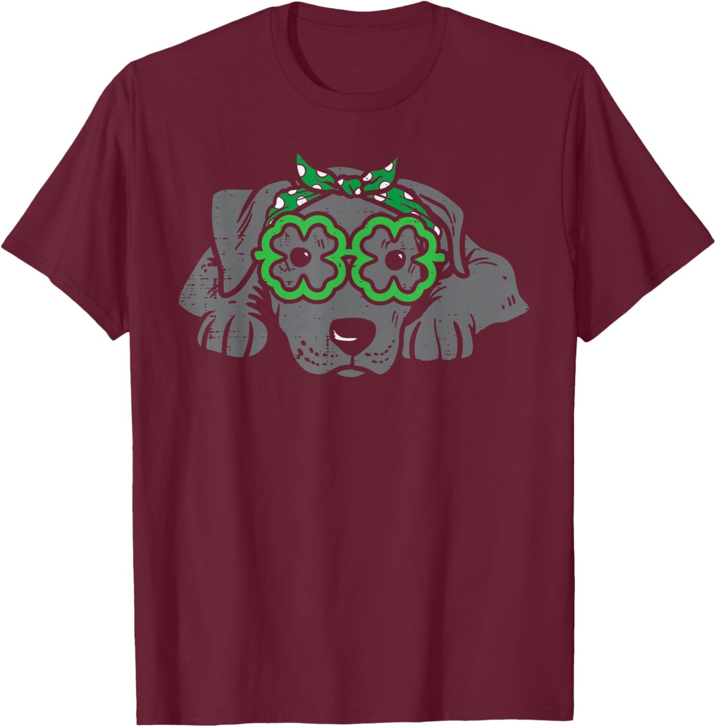 Pitbull Headband Shamrock Glasses St Patricks Day Dog Gift T-Shirt - T-Shirt | Maroon