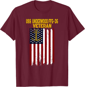 USS Underwood FFG-36 Frigate Veterans Day Father's Day T-Shirt - T-Shirt | Maroon