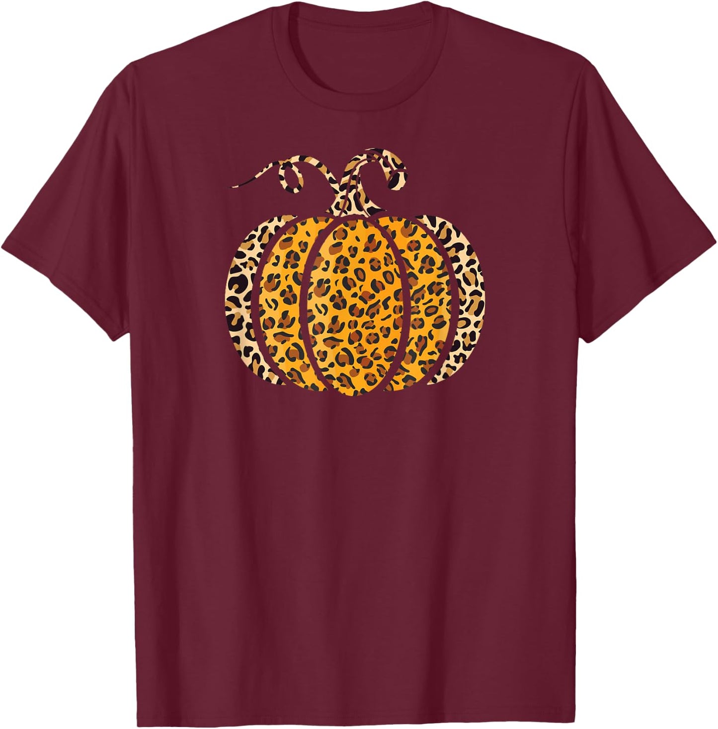 Pumpkin Leopard Print Funny Halloween Costume Autumn Pumpkin T-Shirt - T-Shirt | Maroon