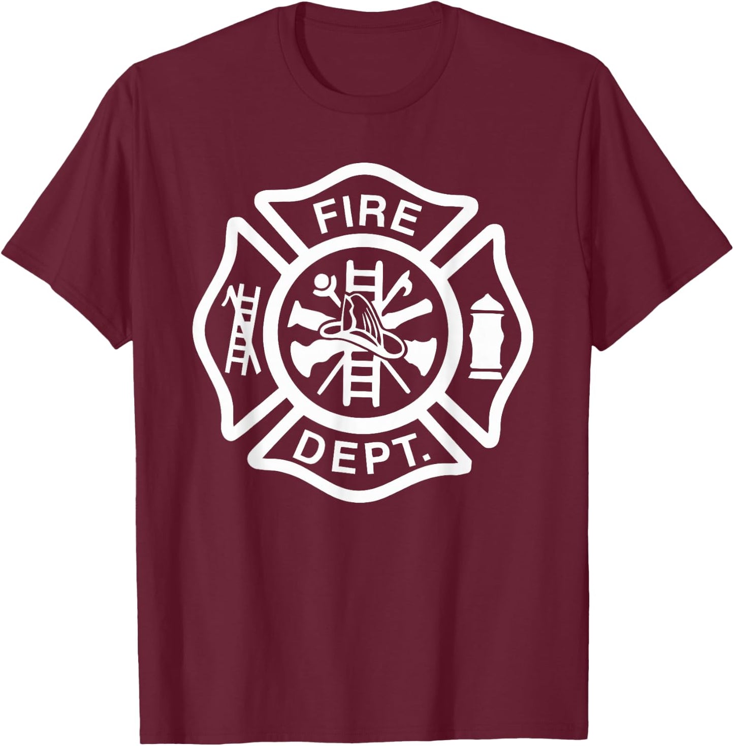 Fire Department Logo Uniform Fireman Symbol Firefighter Gear T-Shirt - T-Shirt | Maroon