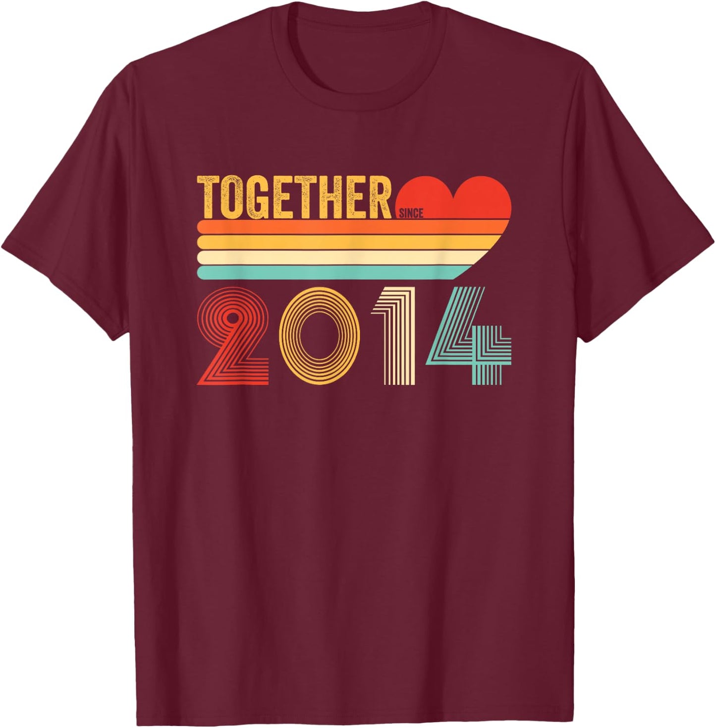 Together Since 2014 Couple Retro Anniversary Shirt T-Shirt - T-Shirt | Maroon
