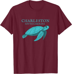 Charleston South Carolina Sea Turtle T-Shirt - T-Shirt | Maroon