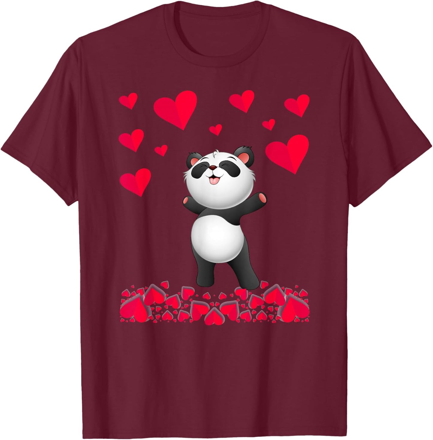 Panda Shirt and Girls | Valentine's Day Panda T-Shirt - T-Shirt | Maroon