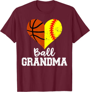 Ball Grandma Funny Softball Basketball Grandma T-Shirt - T-Shirt | Maroon