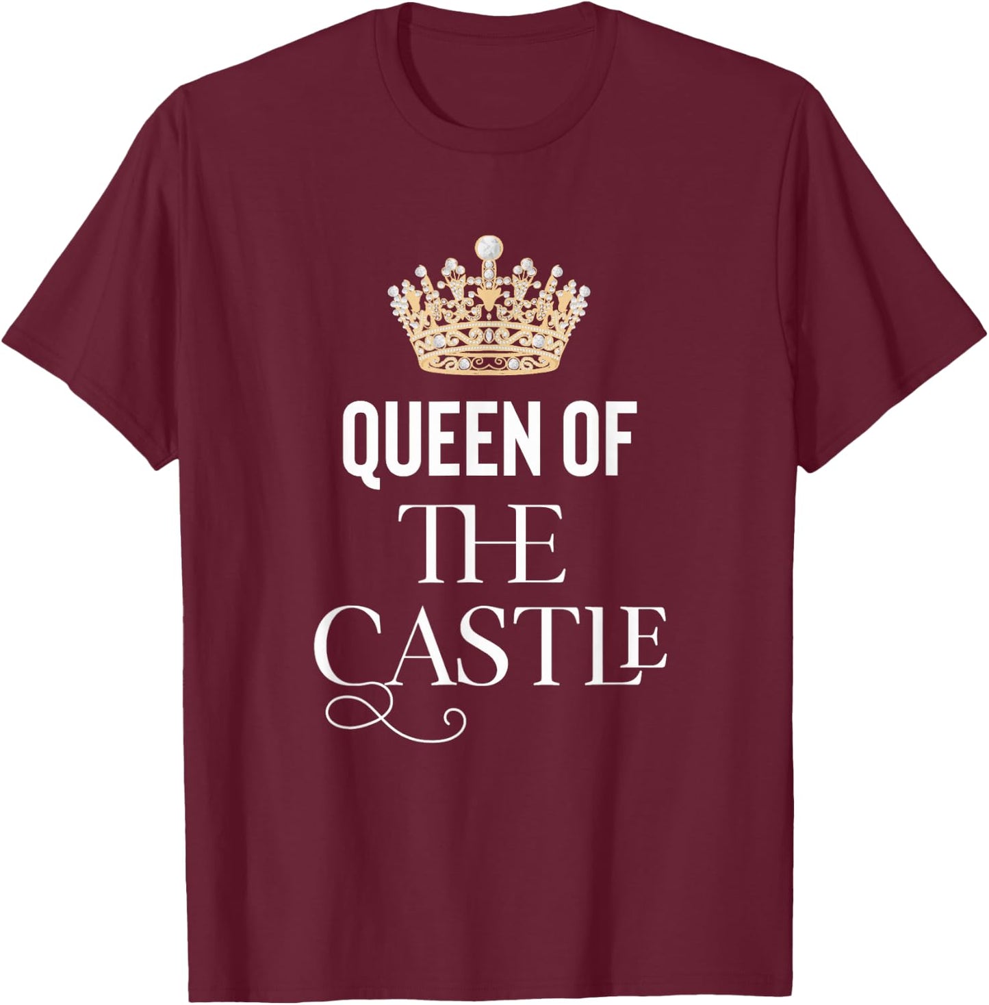 Queen of the Castle Women's Castle Black Small Short Sleeve Classic Fit Pull On Lightweight T-Shirt - T-Shirt | Maroon