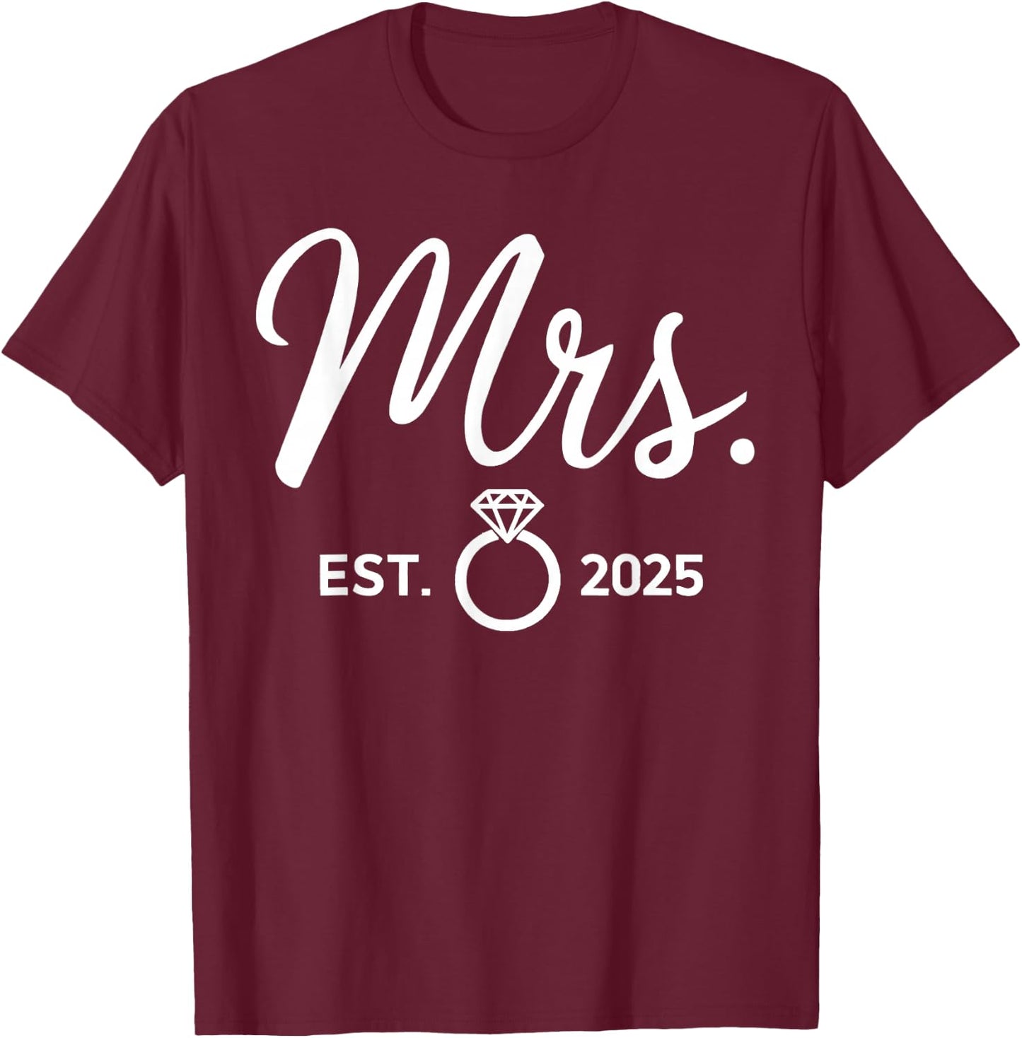 Mr. & Mrs. Engagement Just Married Wedding Couples -Adults Black Size Small T-Shirt - T-Shirt | Maroon