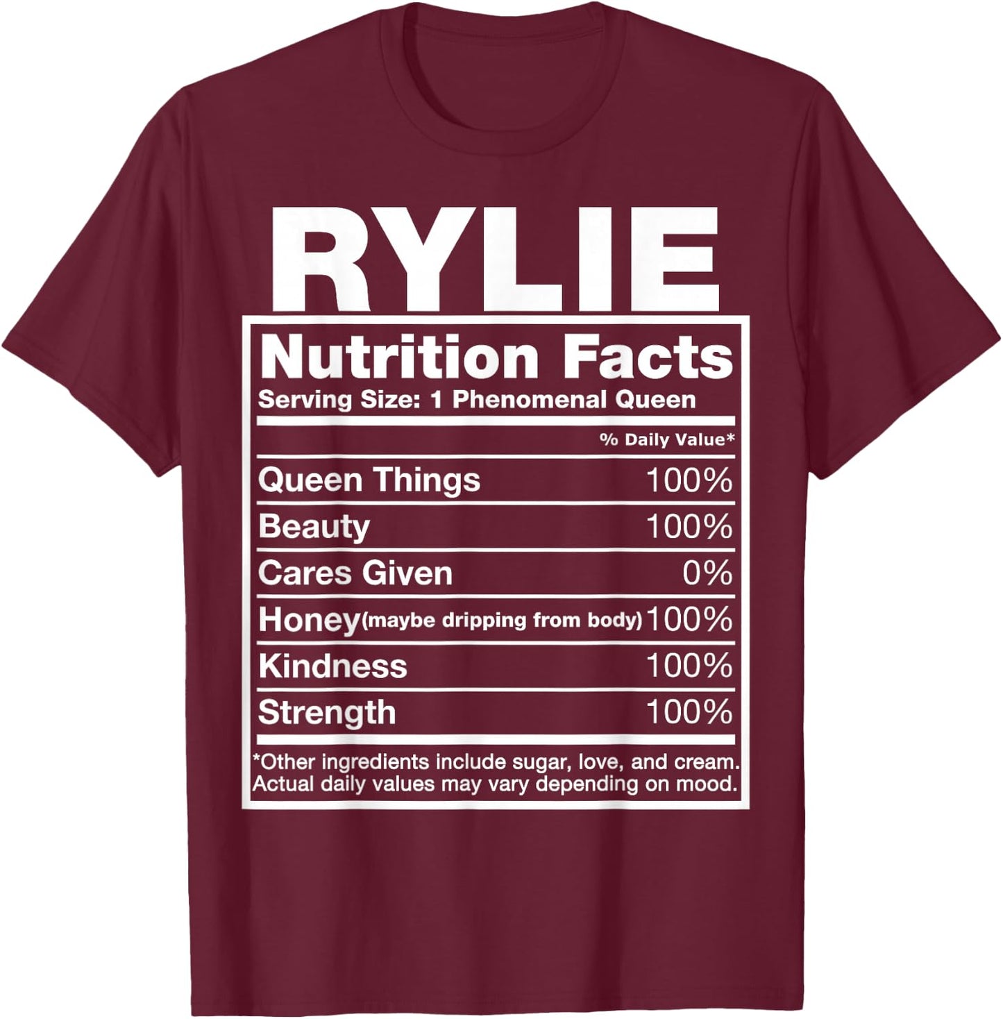 Rylie Nutrition Facts Rylie Name Birthday Shirt T-Shirt - T-Shirt | Maroon