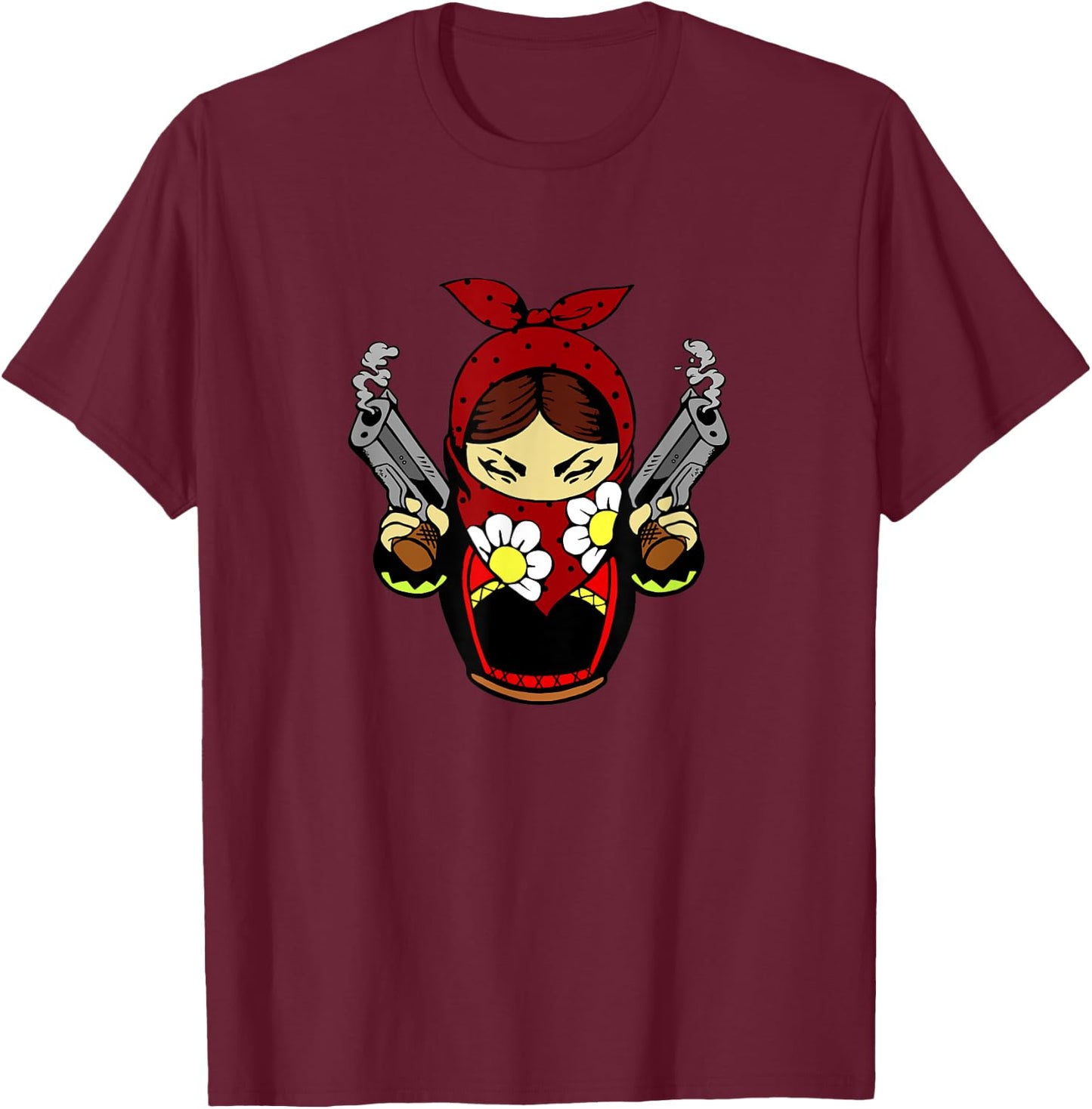 Pistols Matryoshka Matroshka Russian Doll Russia Street T-Shirt - T-Shirt | Maroon
