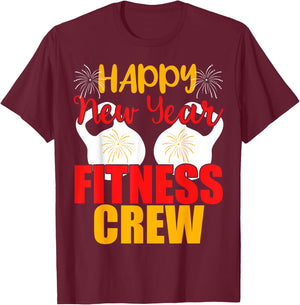 Happy New Year Fitness Crew Gym Muscular T-Shirt - T-Shirt | Maroon