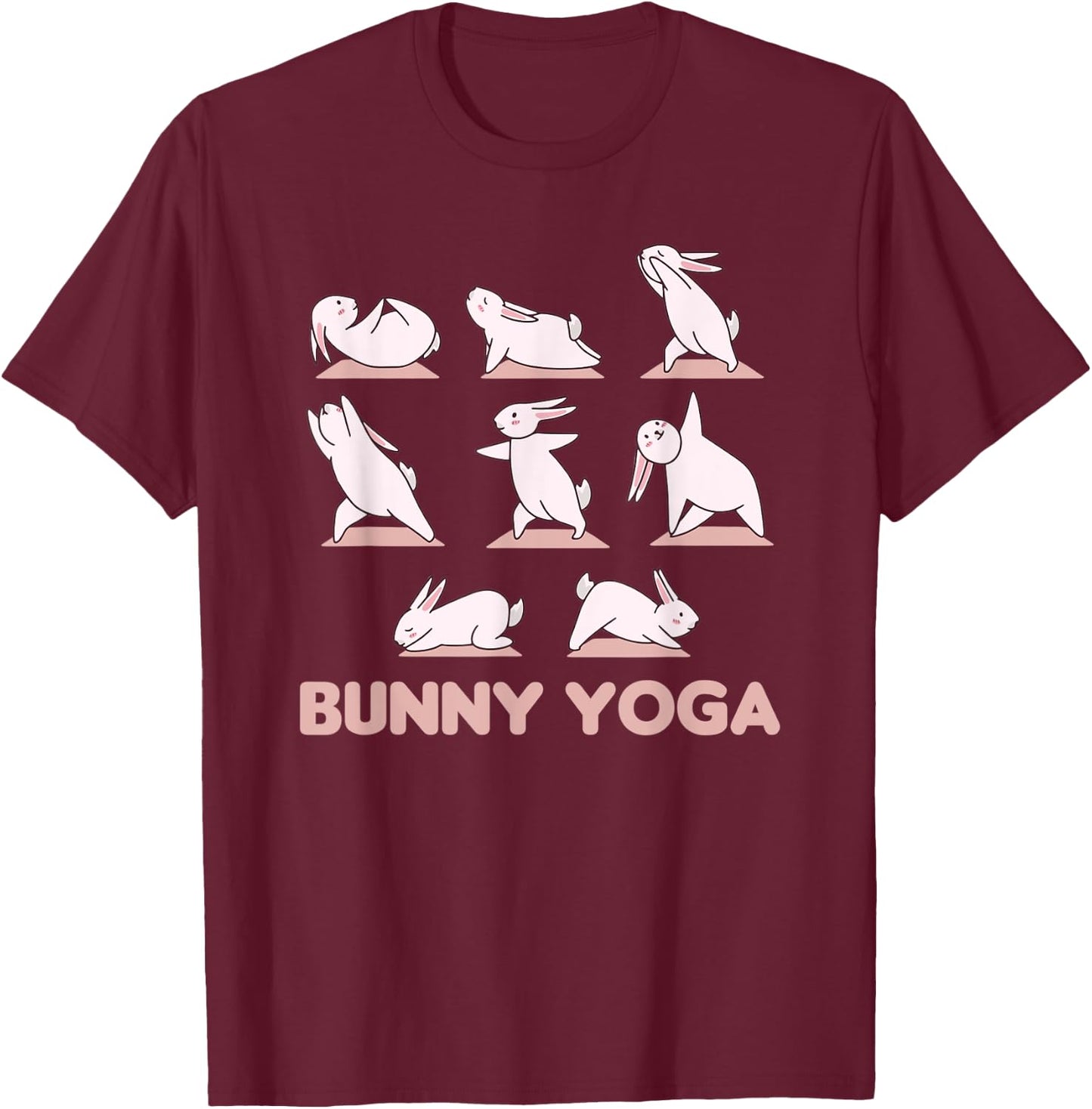 Bunny Yoga Cute Rabbits Do Sport Bunny Yoga T-Shirt - T-Shirt | Maroon