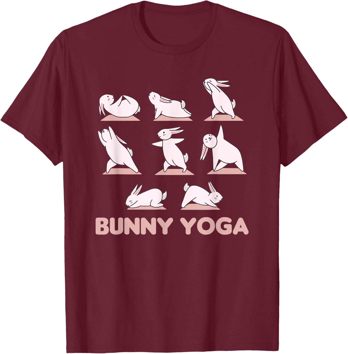 Bunny Yoga Cute Rabbits Do Sport Bunny Yoga T-Shirt - T-Shirt | Maroon