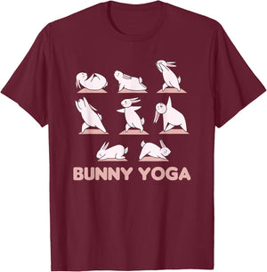 Bunny Yoga Cute Rabbits Do Sport Bunny Yoga T-Shirt - T-Shirt | Maroon