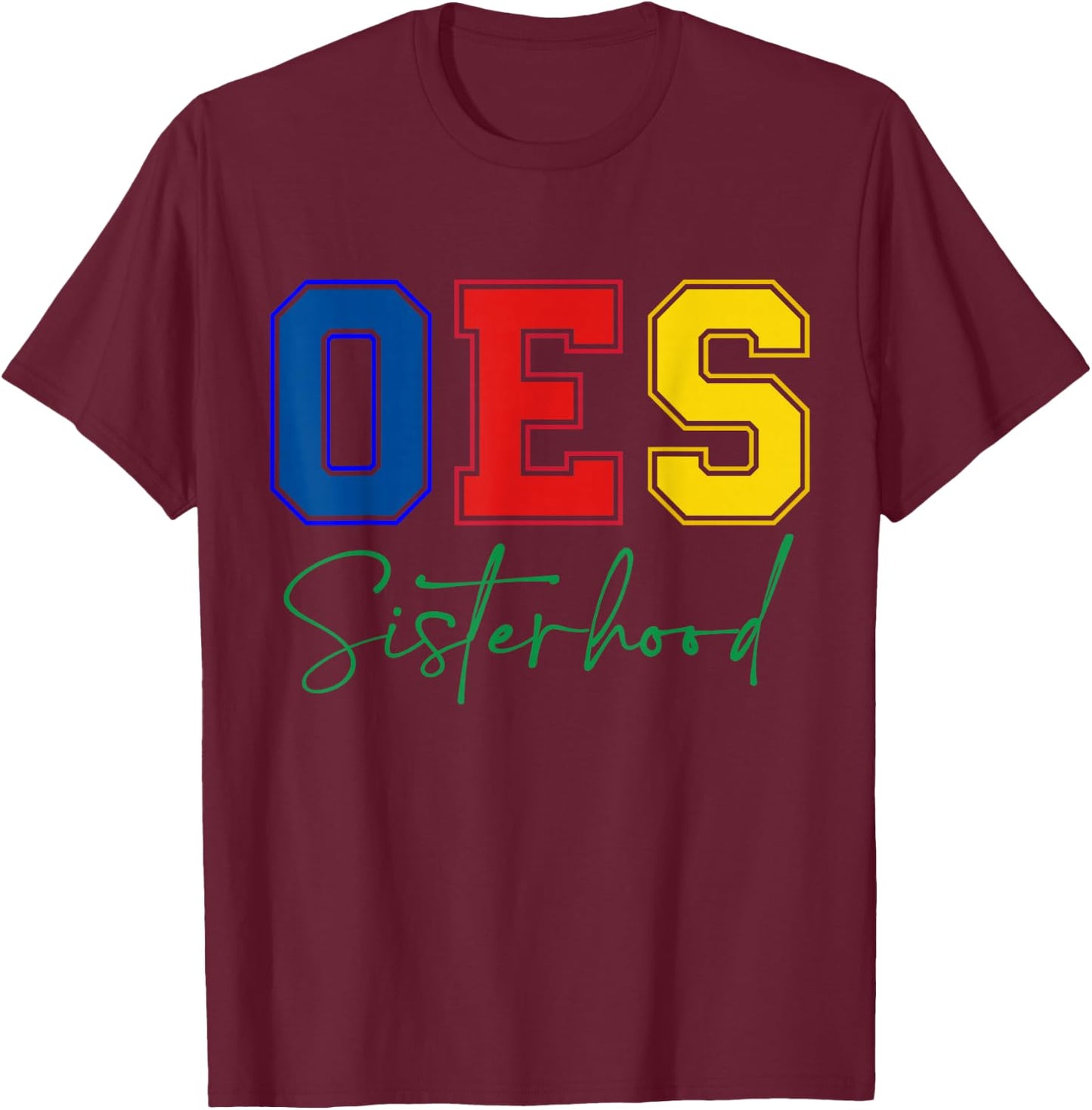 OES Sisterhood Order of The Eastern Star Colors Christmas T-Shirt - T-Shirt | Maroon