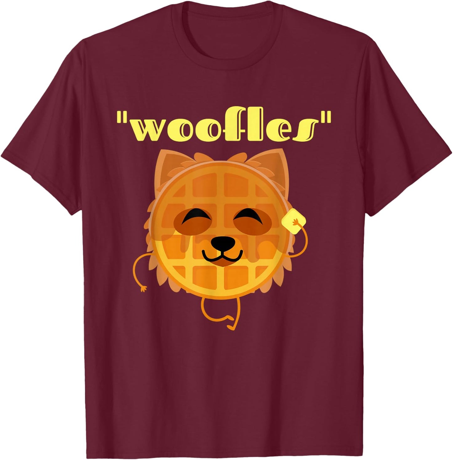 Woofles Waffle Kawaii Yorkie Terrier Pup Pun For Dog Lovers T-Shirt - T-Shirt | Maroon