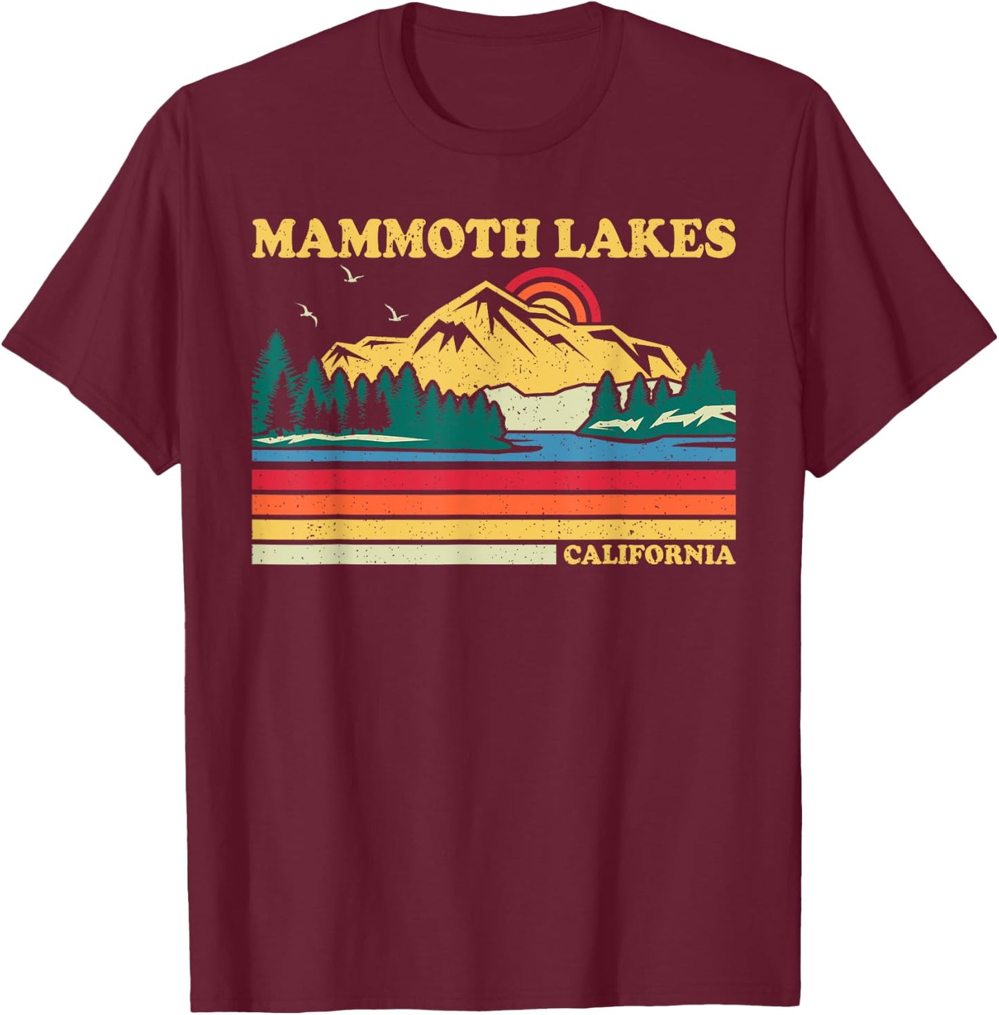 Vintage Retro Family Vacation California Mammoth Lake T-Shirt - T-Shirt | Maroon
