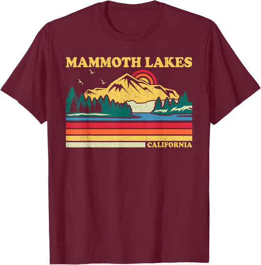 Vintage Retro Family Vacation California Mammoth Lake T-Shirt - T-Shirt | Maroon