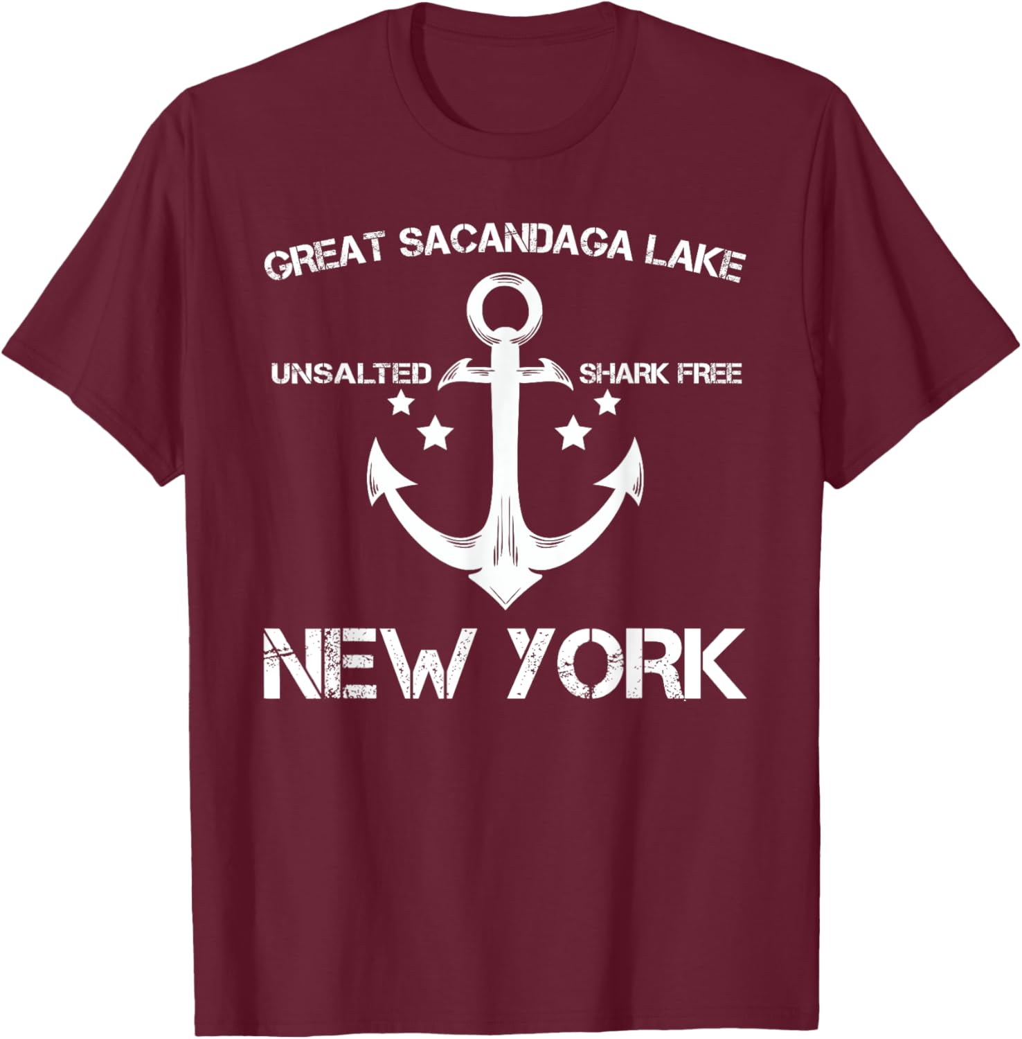GREAT SACANDAGA LAKE NEW YORK Funny Fishing Camping Gift T-Shirt - T-Shirt | Maroon