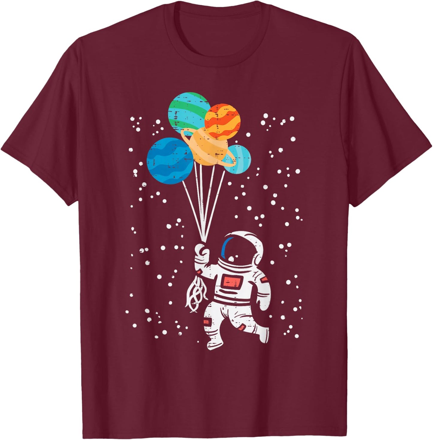Cosmos Planet Balloons Astronaut Space Kids Men Women T-Shirt - T-Shirt | Maroon