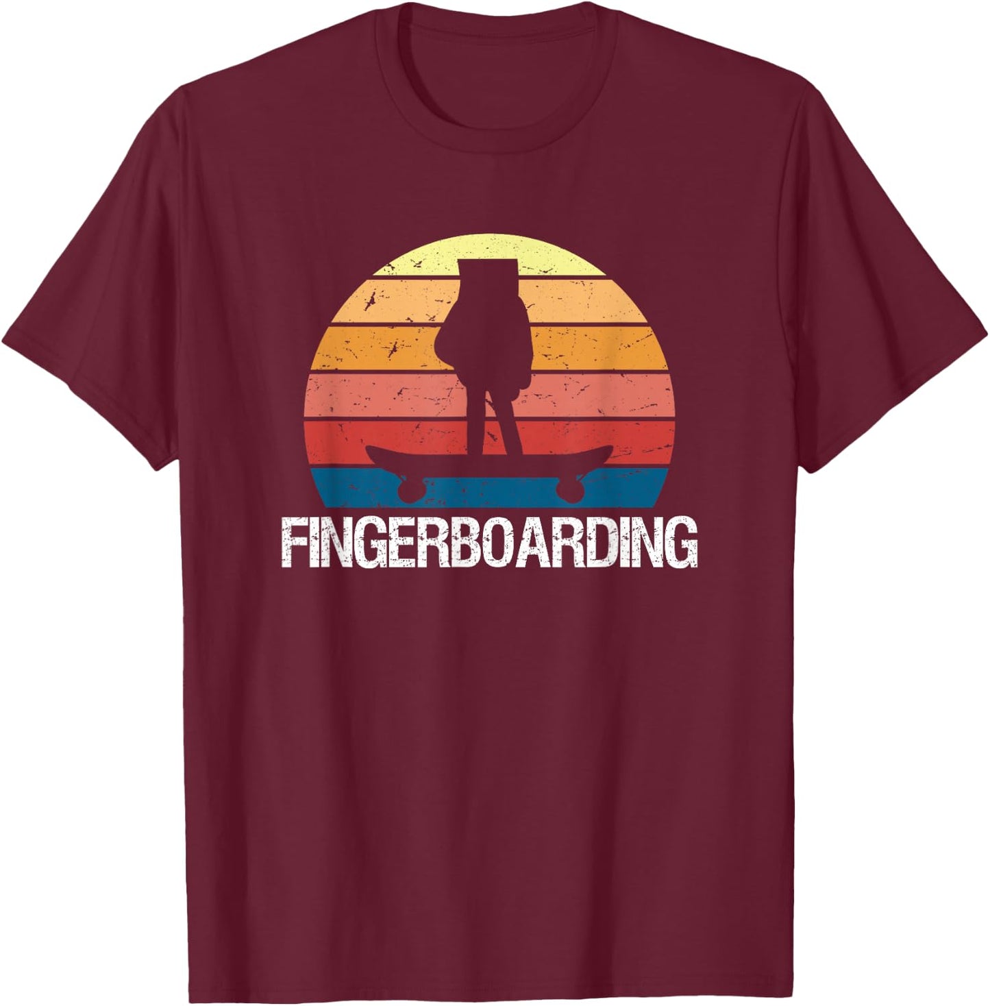 Mini Skateboard Finger Fingerboard T-Shirt - T-Shirt | Maroon