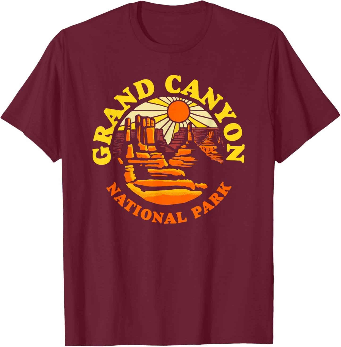 Grand Canyon National Park Arizona Vintage 80s Hiking Retro T-Shirt - T-Shirt | Maroon