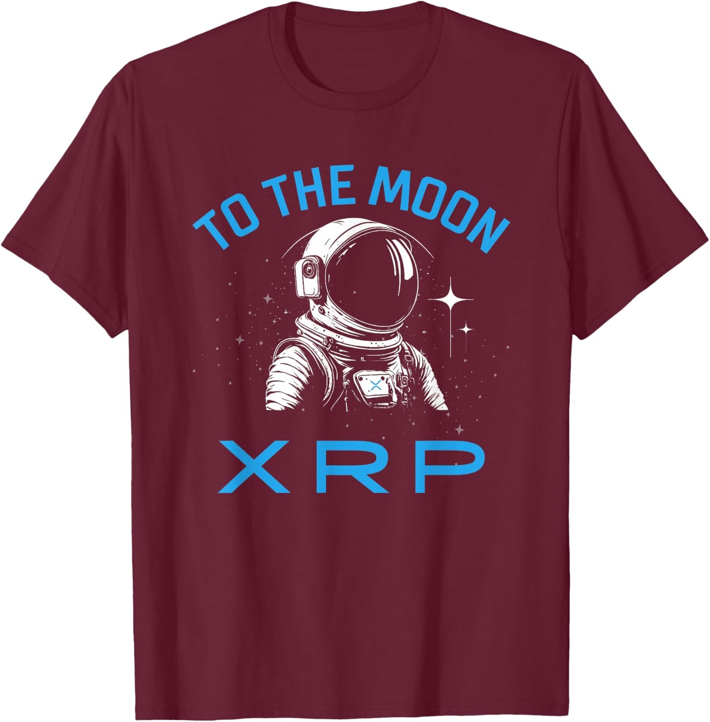 XRP to the Moon Crypto Merchandise Astronaut T-Shirt - T-Shirt | Maroon
