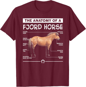 The Anatomy Of A Fjord Horse T-Shirt - T-Shirt | Maroon