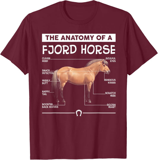 The Anatomy Of A Fjord Horse T-Shirt - T-Shirt | Maroon