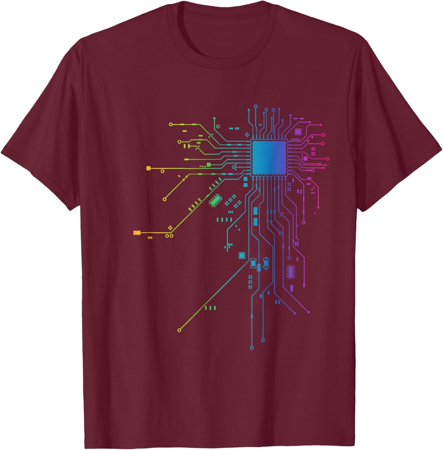 PCB Board Layout CPU Core Computer Geek Admin Nerd T-Shirt - T-Shirt | Maroon