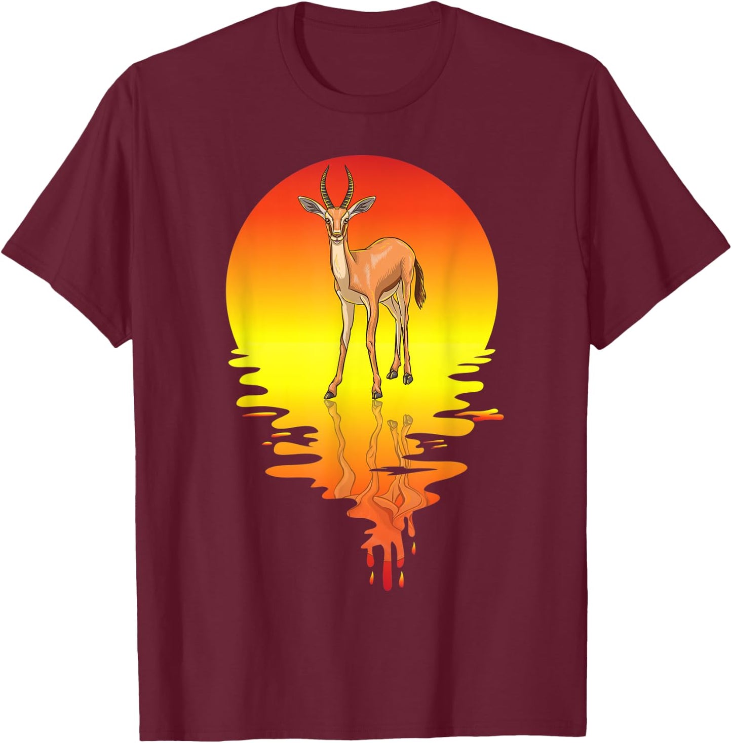 Gazelle Vaporwave Sunset T-Shirt - T-Shirt | Maroon