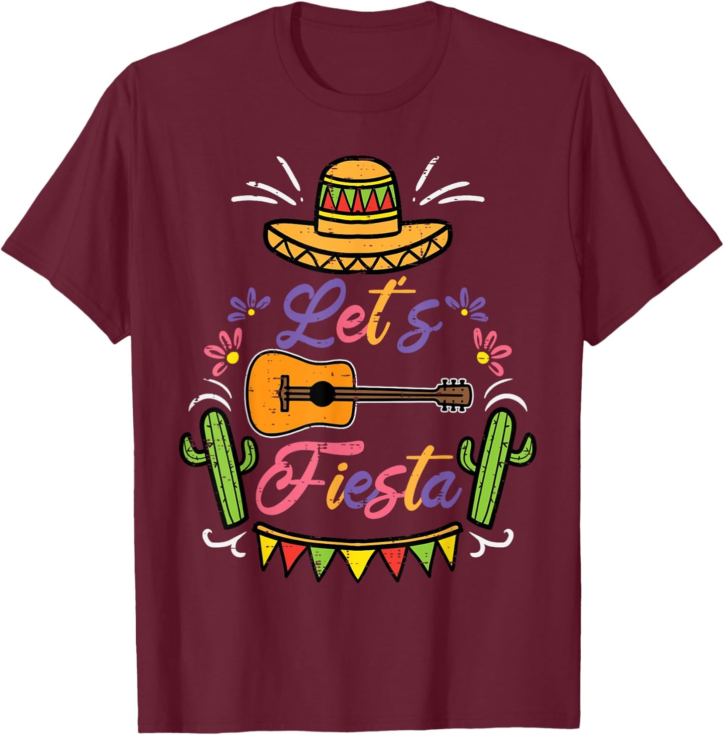 Let's Fiesta Cinco De Mayo Mexican Party Men Women Kids T-Shirt - T-Shirt | Maroon
