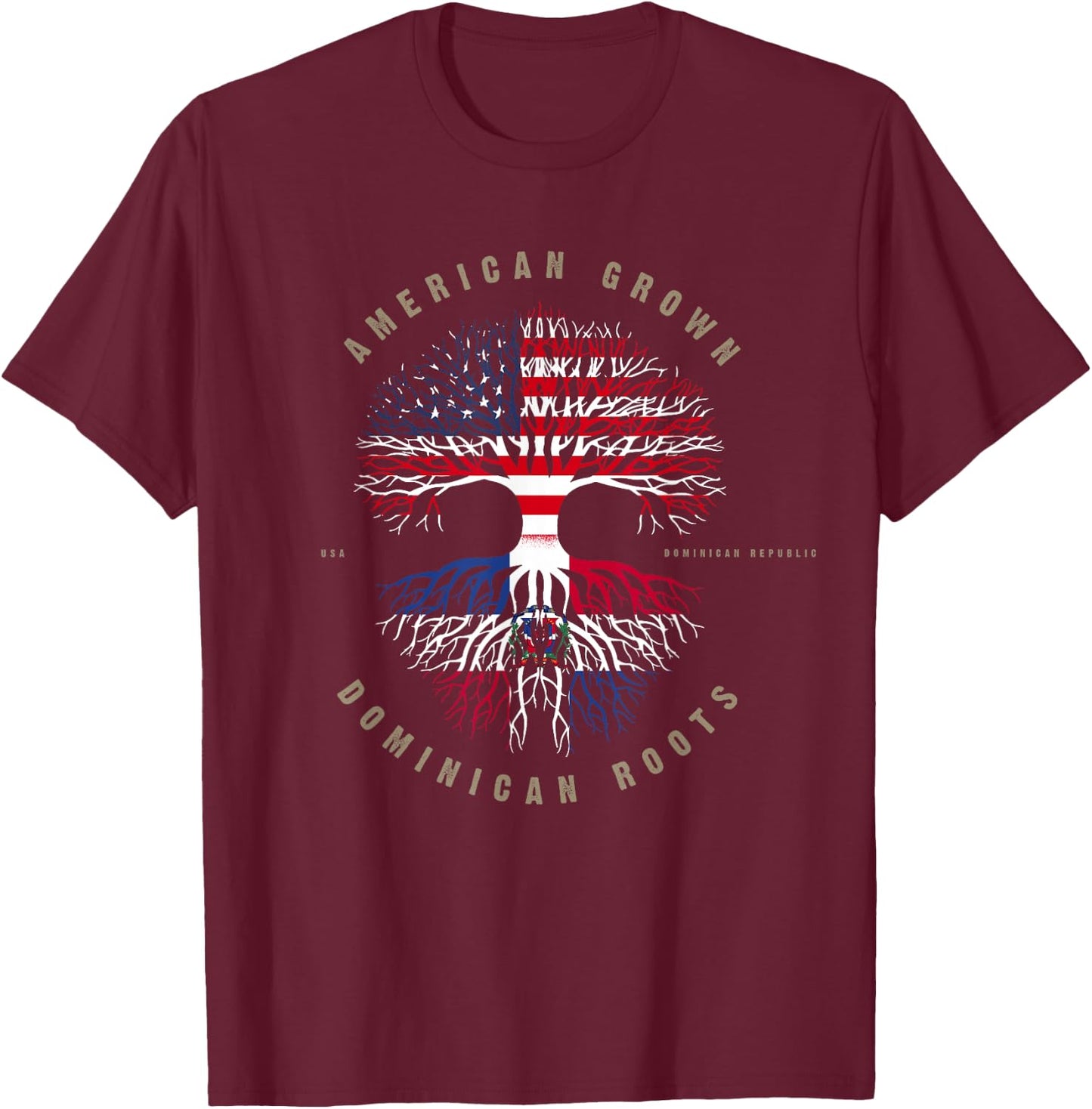 American Grown Dominican Roots Dominican Republic T-Shirt - T-Shirt | Maroon