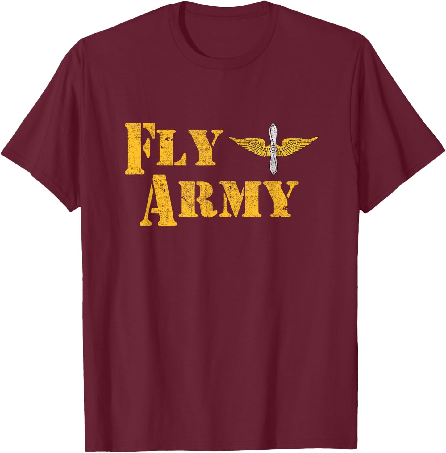 Vintage Fly Army Military Pilot Army Aviation Branch T-Shirt - T-Shirt | Maroon