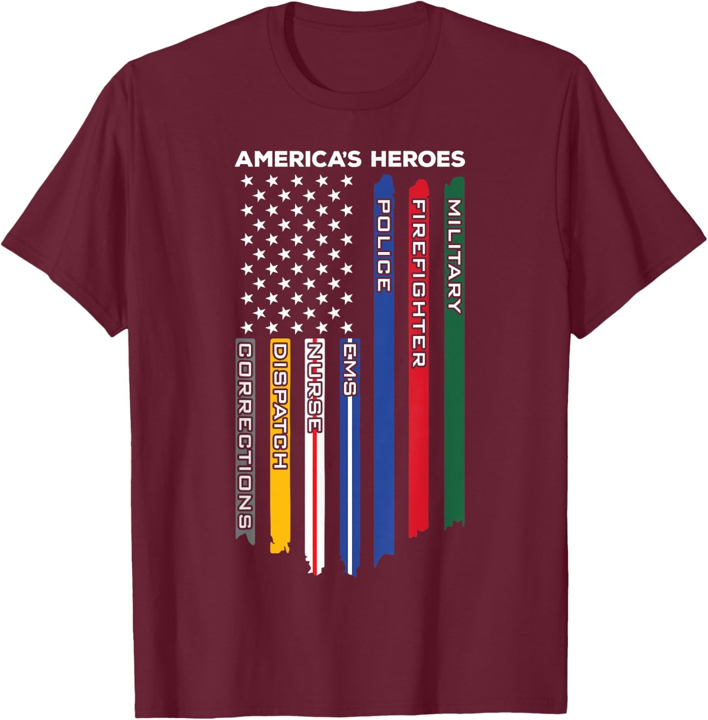 First Responders - Police Military Firefighter Nurse EMS T-Shirt - T-Shirt | Maroon