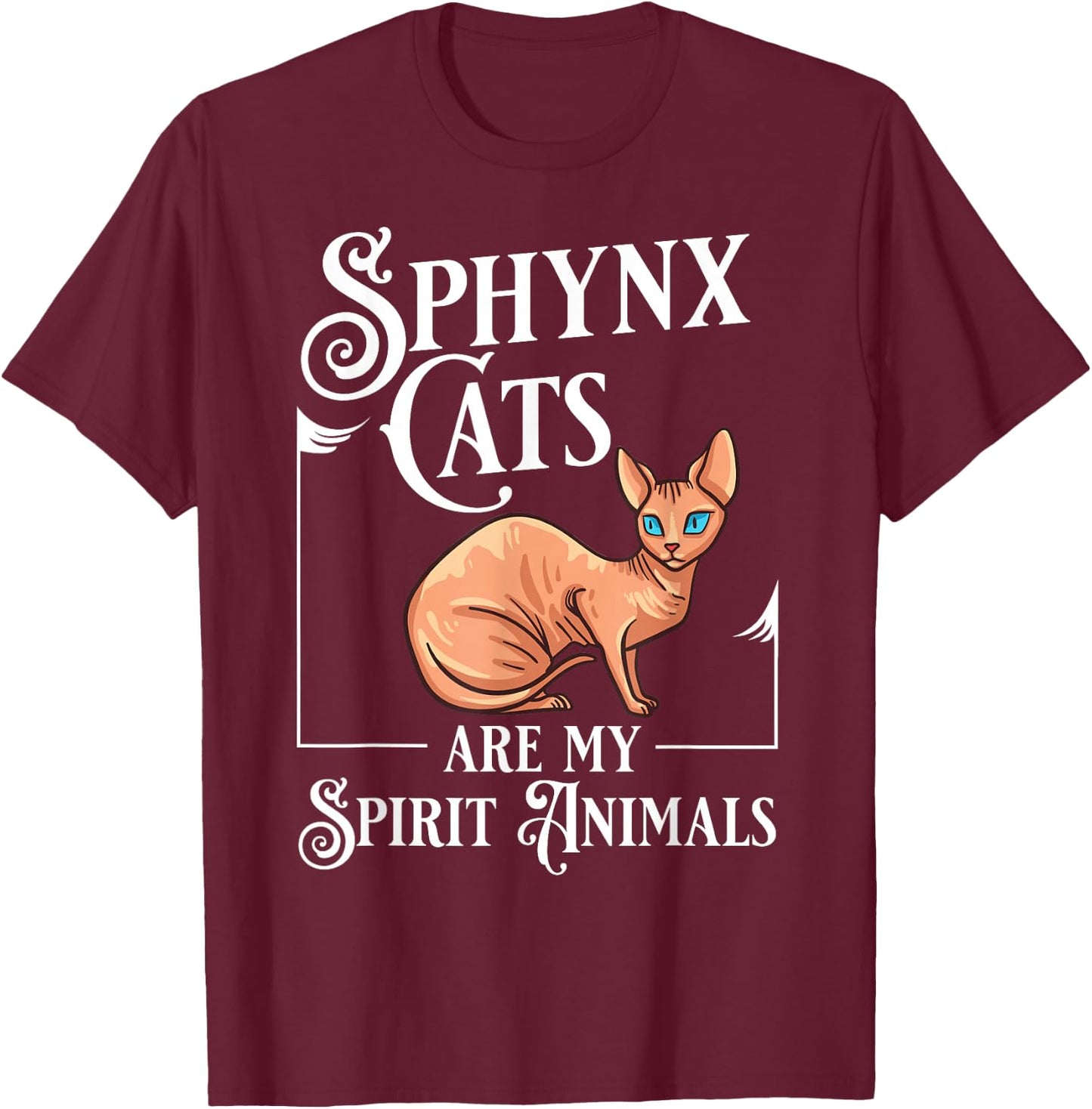 Sphynx Cat Hairless Kitten Egypt Funny T-Shirt - T-Shirt | Maroon