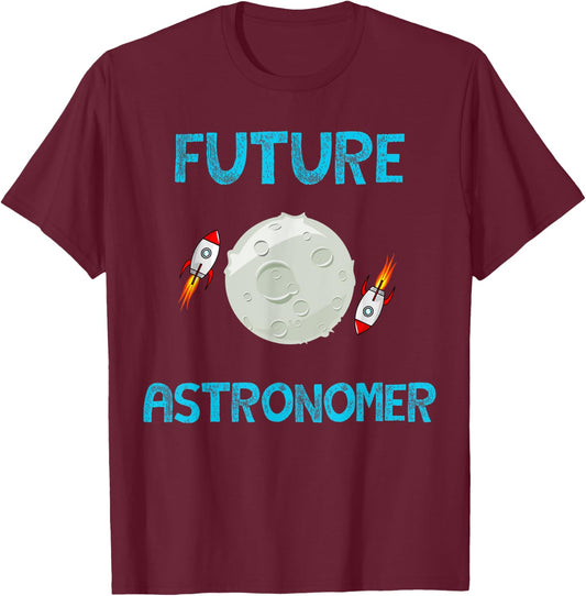 Future Astronomer Children's Star Galaxy Moon Rocket Ship T-Shirt - T-Shirt | Maroon
