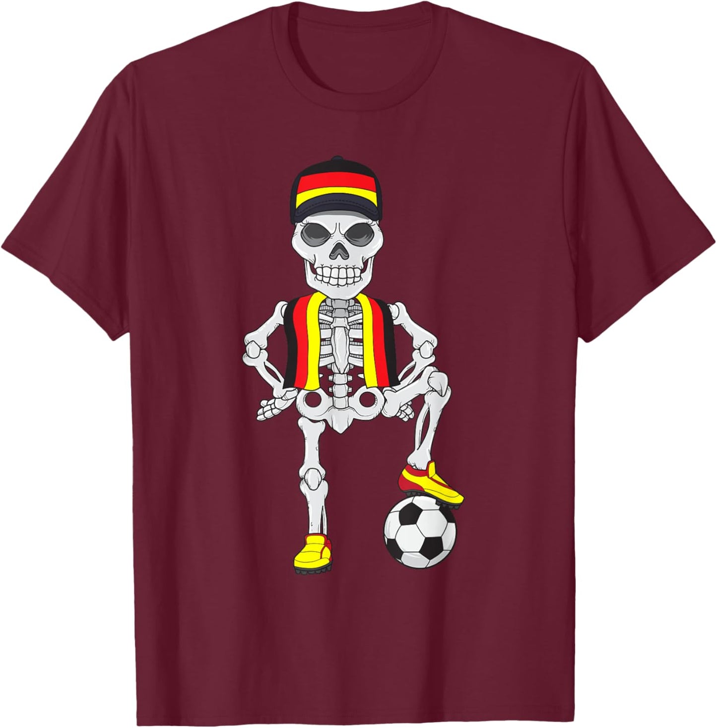 Germany Soccer Skeleton Fan Team T-Shirt - T-Shirt | Maroon