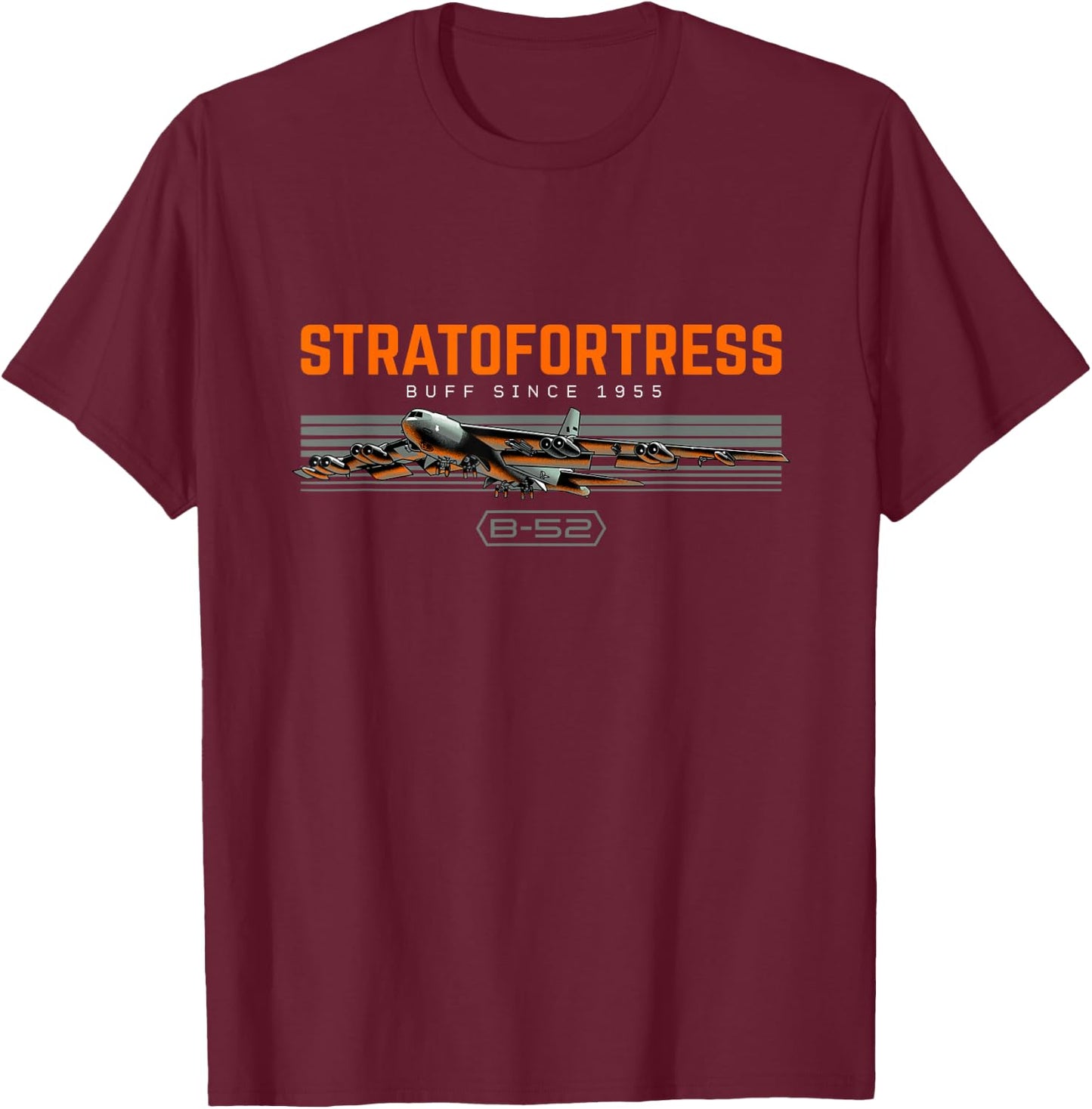 B-52 BUFF Since 1955 Military Jet Bomber T-Shirt - T-Shirt | Maroon