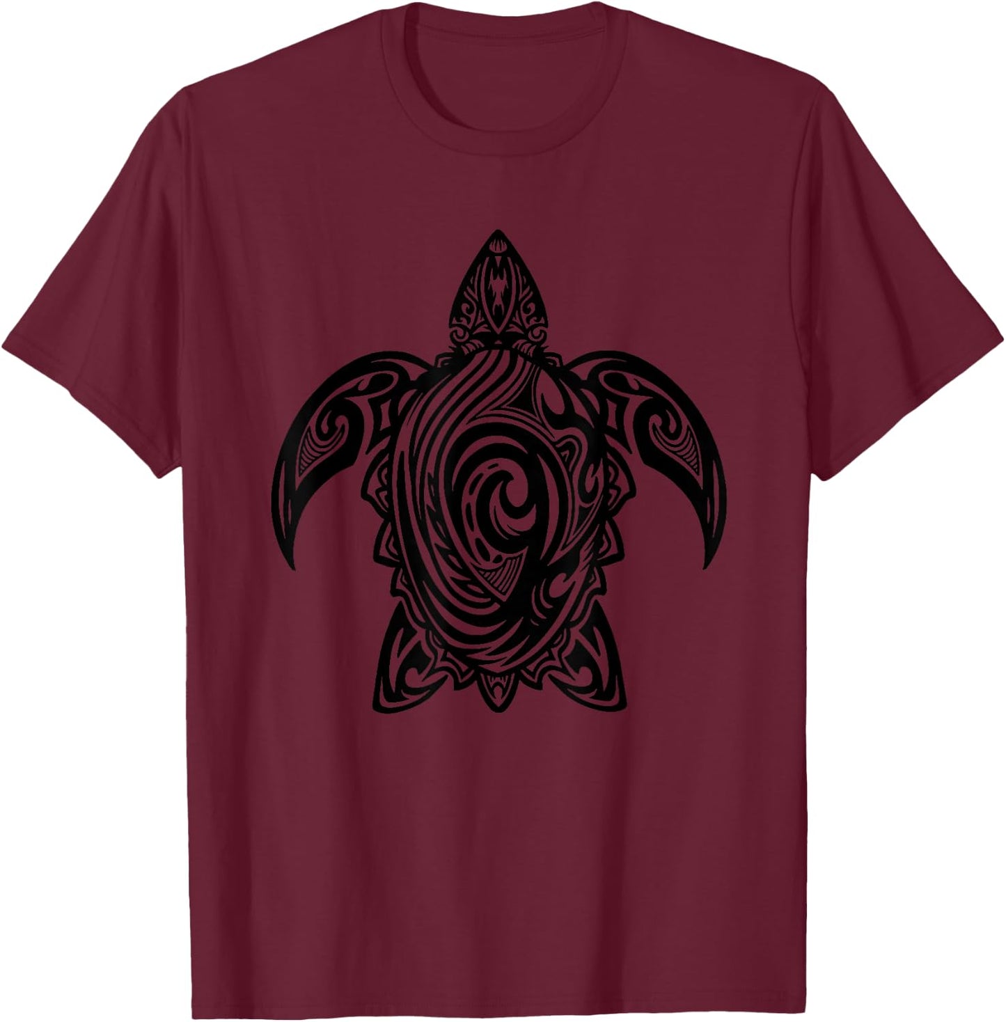 Turtle Tribal Pattern Diving Sea Turtle T-Shirt - T-Shirt | Maroon