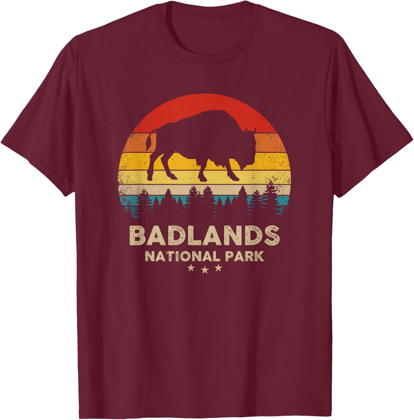 Badlands National Park Reminder Retro Souvenir T-Shirt - T-Shirt | Maroon